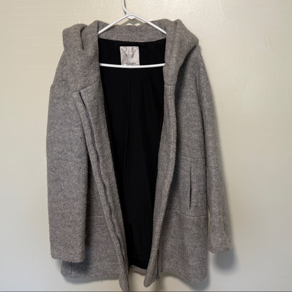 Zara Gray Hooded Blazer Coat